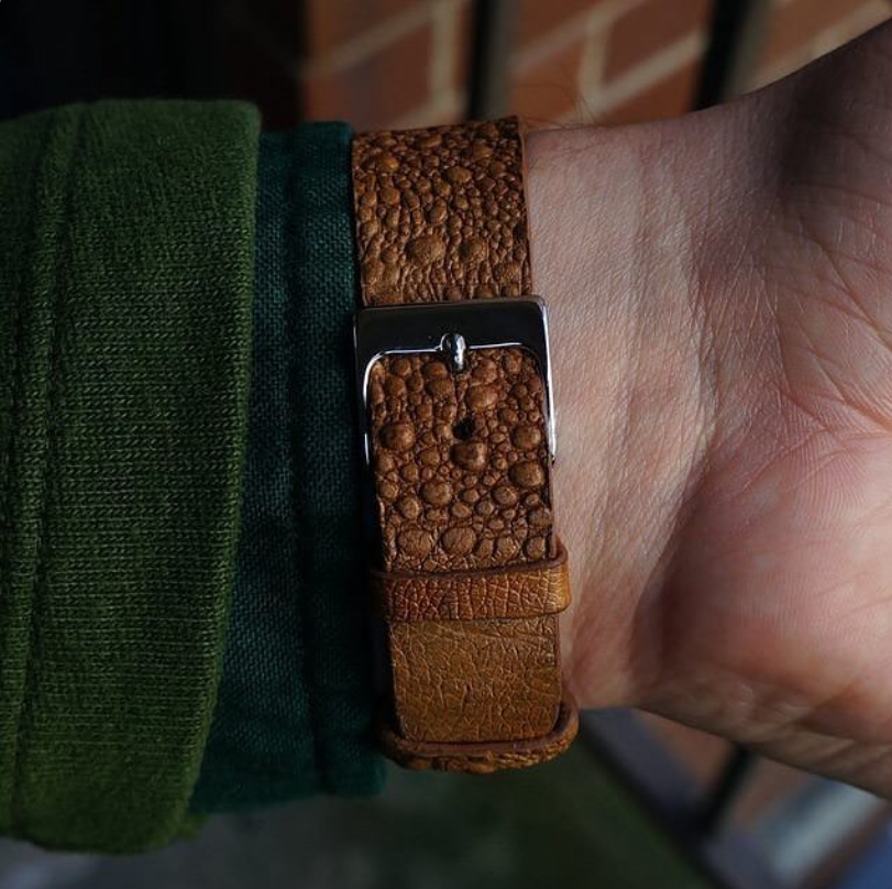 Stingray leather strap on wrist